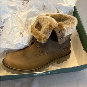 Barbour women’s Hamsterly roll top Brown Fur-Lined Boots